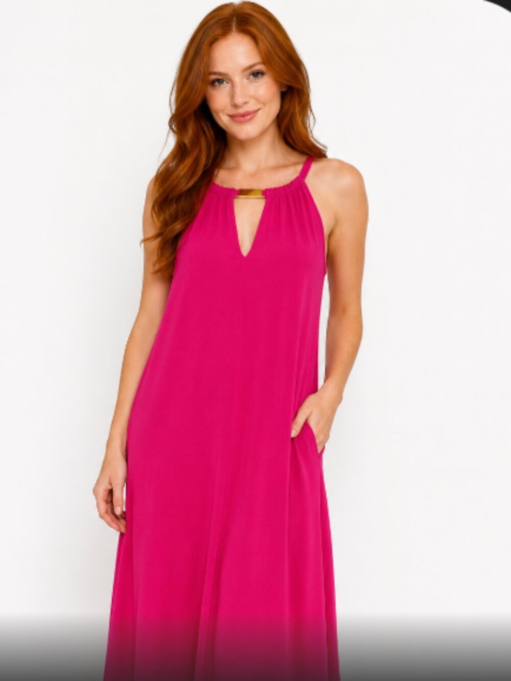 NWT Michael Kors Dress High Low Midi Pink sleeveless M